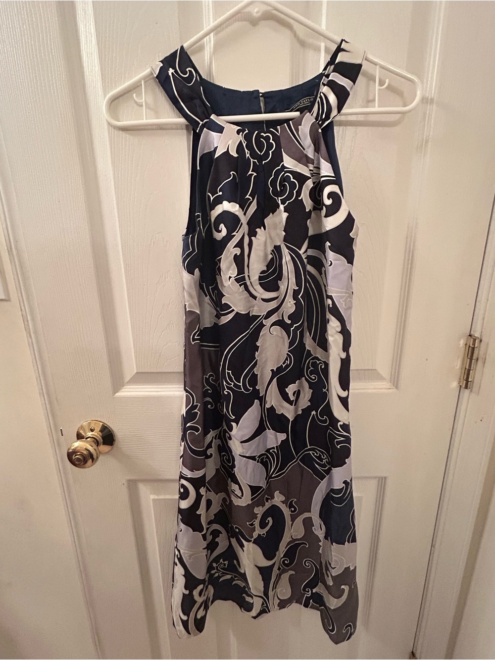 Ann Taylor Navy and White Halter Midi Dress